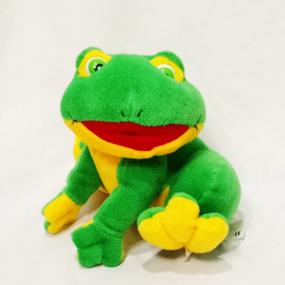 Happy Frog Green Yellow Plush Stuffed Animal 6" Play by Play